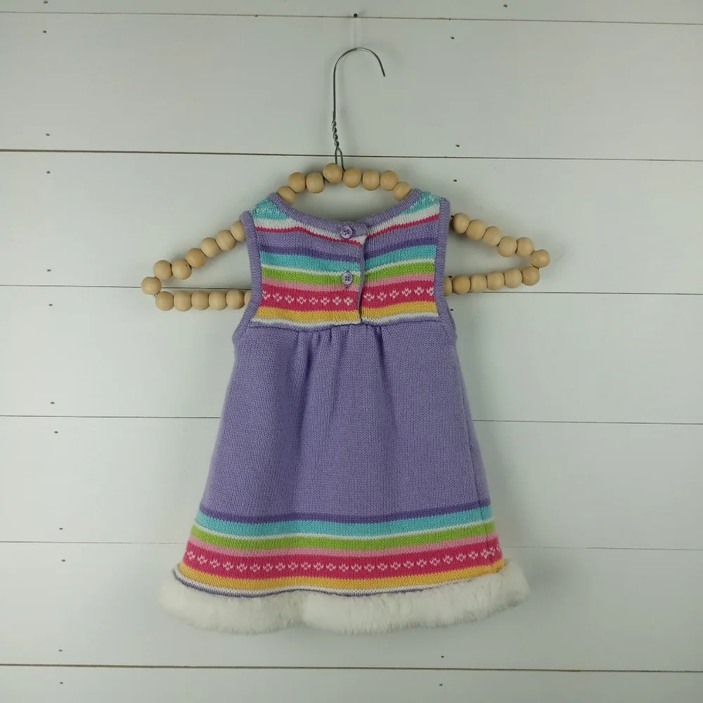 Gymboree girls 6-12 mos purple stripes sleeveless sweater dress